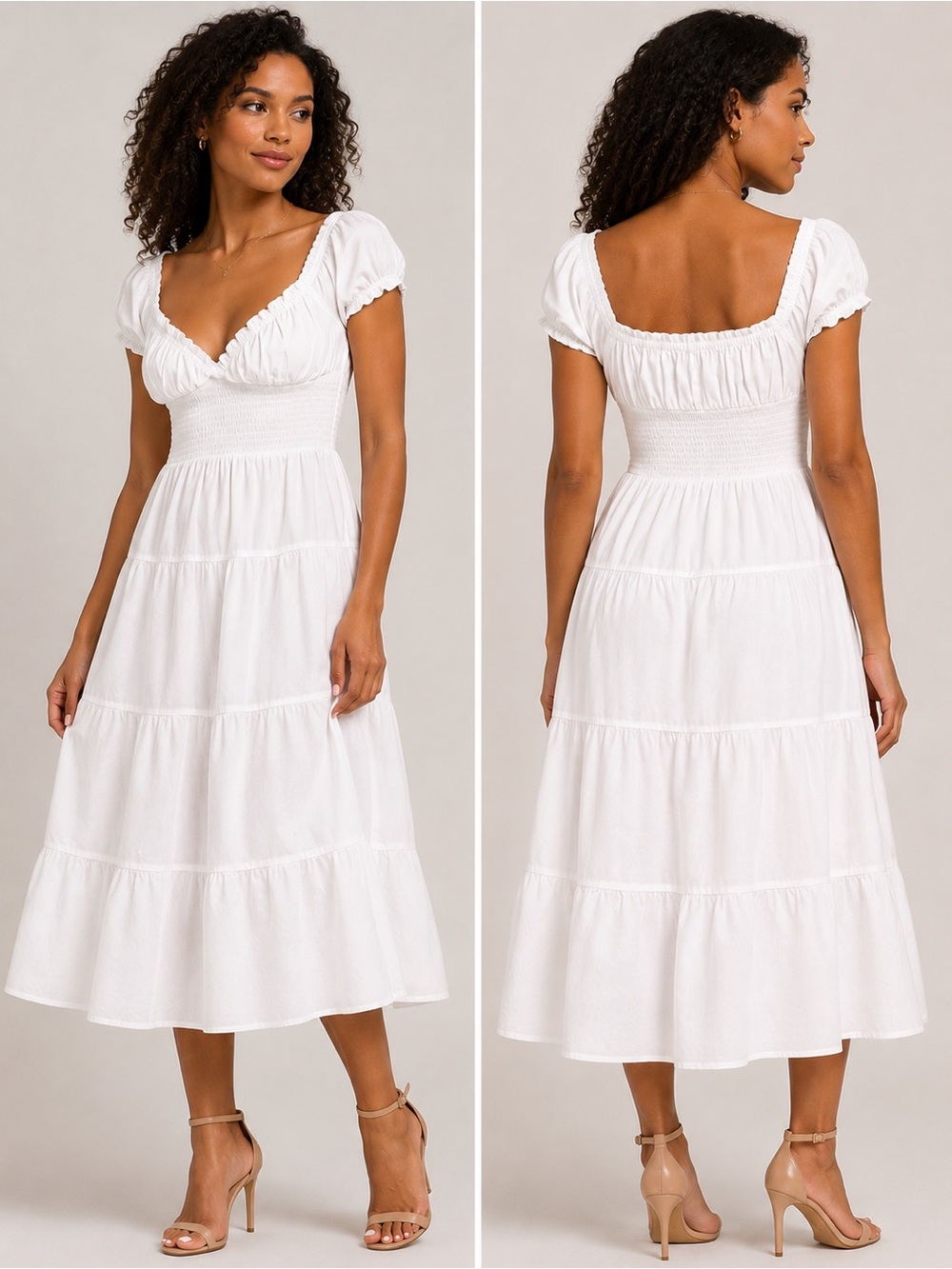 🎉LAST PIECE 🎉WE WORE WHAT Puff Sleeve Smocked Midi Dress